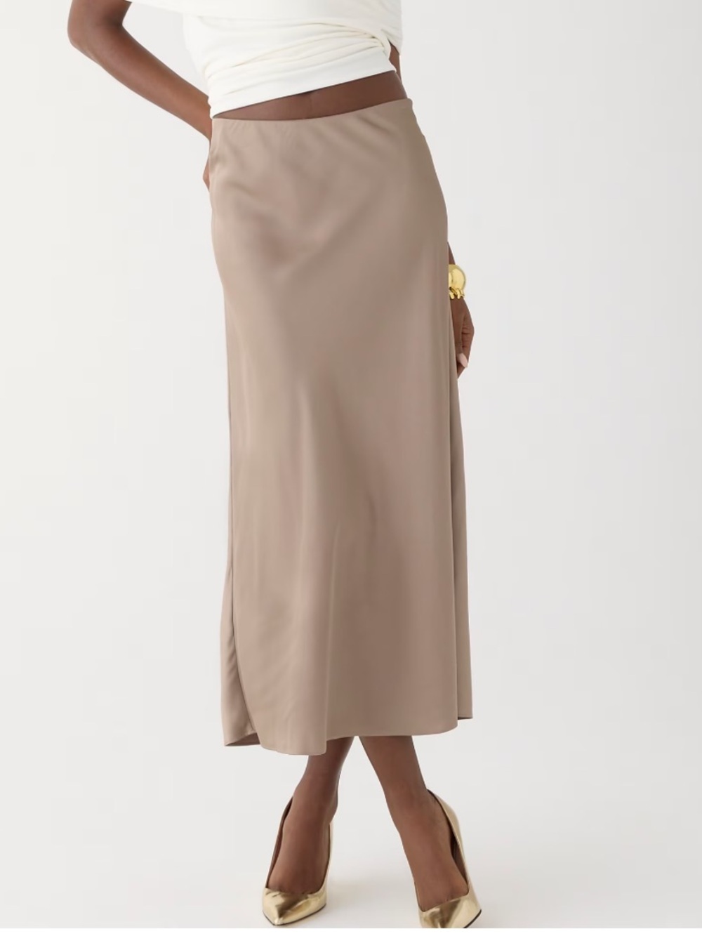 Christopher & Banks Taupe Straight Midi Skirt